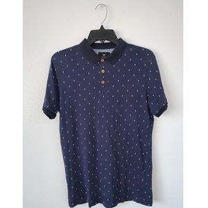 MENS NAVY-BLUE POLO BUTTON UP